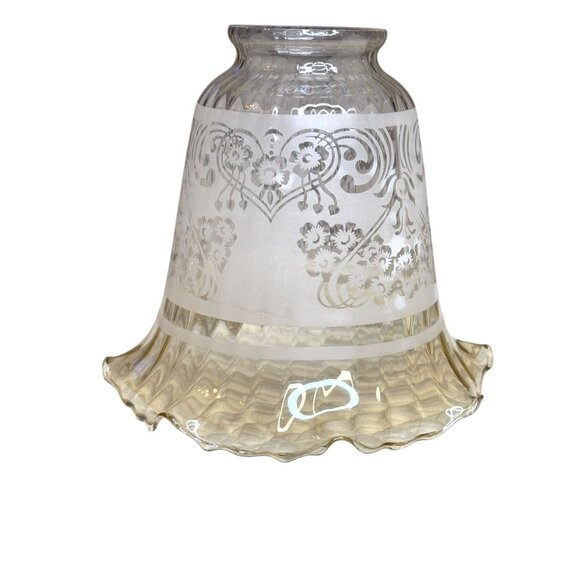 Vintage Replacement Etched Glass Light Shade With Ruffled Edge - Picture 4 of 8